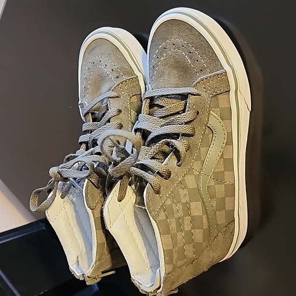 VANS Army Green Checkered SK8 Hi Top Sneakers US Kids Size 13 - Picture 2 of 9